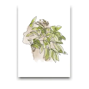 poster femme feuilles